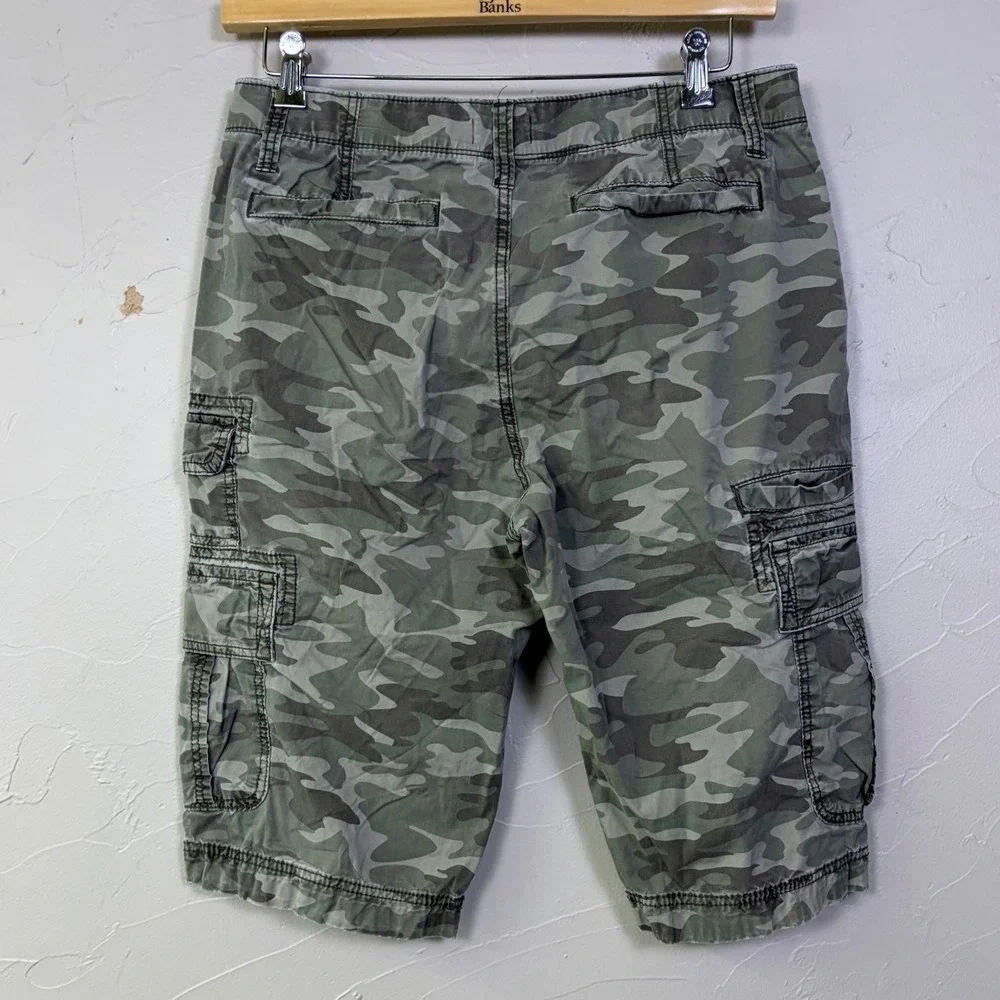 George Cargo Shorts Mens 32 Camo Green Multi Pocket Outdoors Gorpcore